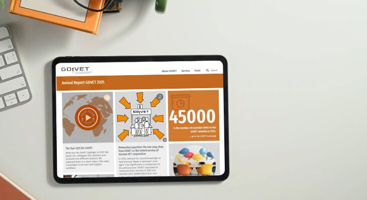 Screenshot of the annual report on a tablet screen