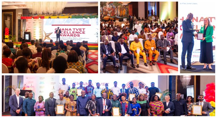 Collage aus Bildern der Verleihung der Ghana TVET Excellence Awards
