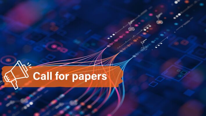 A graphic with lines and a text "Call for papers"