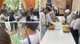 eine junge Gruppe usbekischer Menschen, Ausbildung im Bereich des Fleischerhandwerks