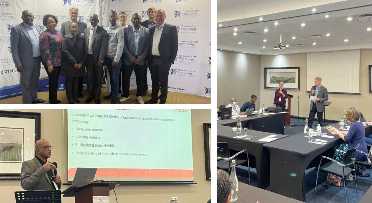 Eine Collage aus Fotos von Teilnehmenden und Vortragenden des Workshops.  