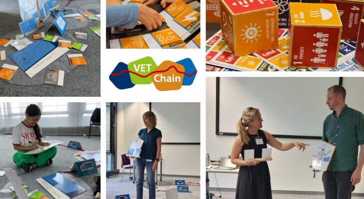 Eine Collage von Fotos aus verschiedenen VET-Chain workshops