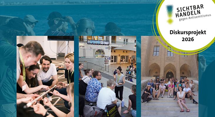 Bild mit jungen Menschen, dem Titel des Workshops und dem Logo des Projekts "Sichtbar Handeln!"